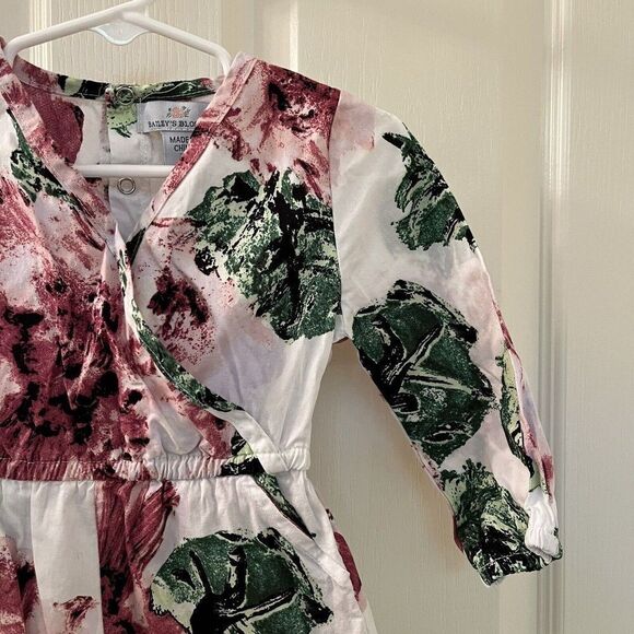 Bailey's Blossoms Floral Romper Long Sleeve Shorty Pockets Girls Size 2T - Picture 4 of 13